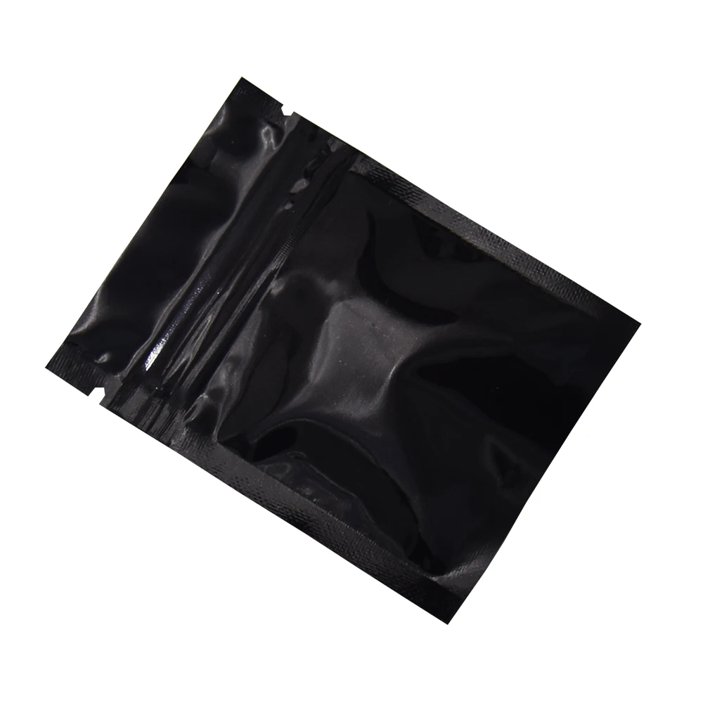 200 Pieces 6*8cm Black Reclosable Ziplock Bag Grip Seal Cereal Coffee Package Scented Tea Smell Proof Storage Bags with Closure