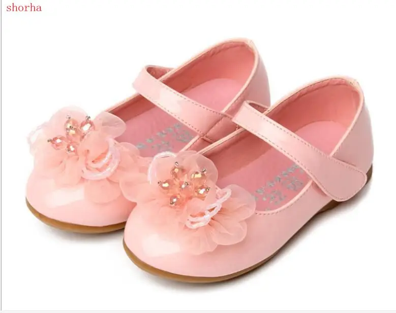 New Autumn Spring Children Princess Sandals Kids Girls Wedding Shoes flats Dress Shoes Flower Gold Shoes For Girls White Pink