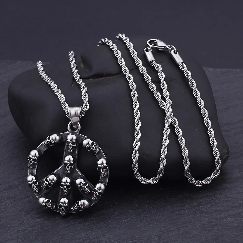 Hip Hop Punk Street Retro Titanium Steel  Trendy Male Steamed Head Pendant