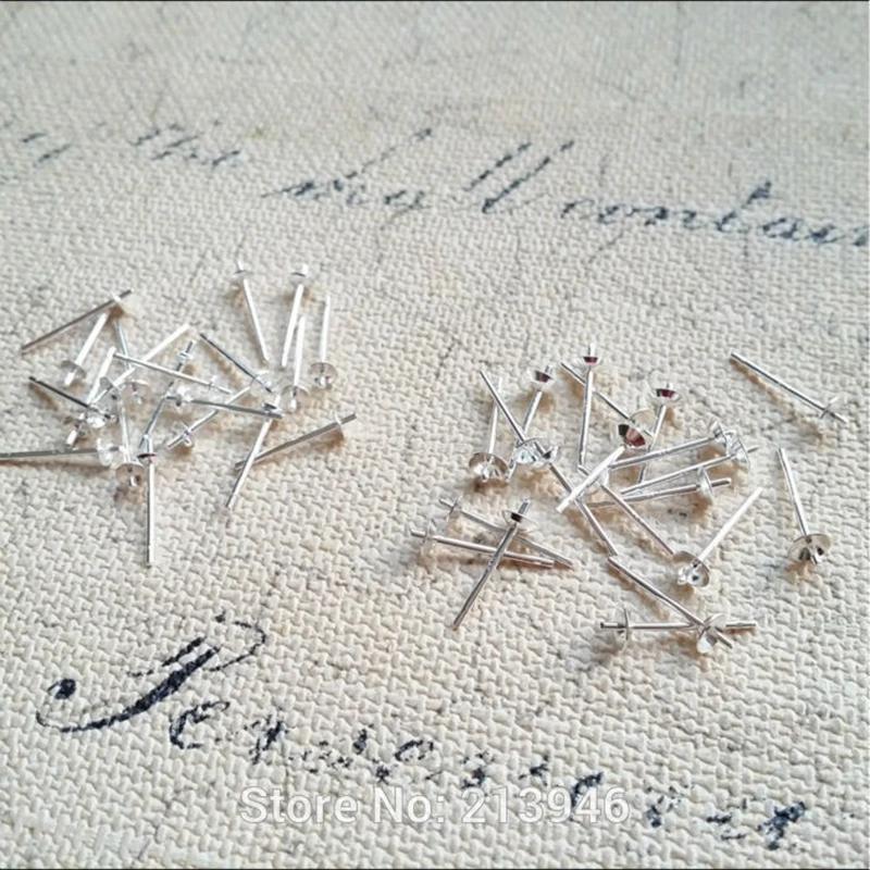 

3MM&4MM 100pcs/Pack " Fake One Penalty Ten " ( Mark 925) 925 Sterling Silver Earring Pins Jewelry Findings