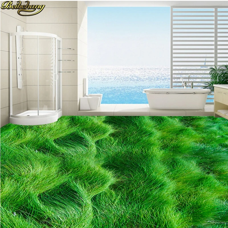 

beibehang Custom Photo Wallpaper Floor Painting 3D Posture HD HD Green Grass Thicker Wear Resistant PVC Floor