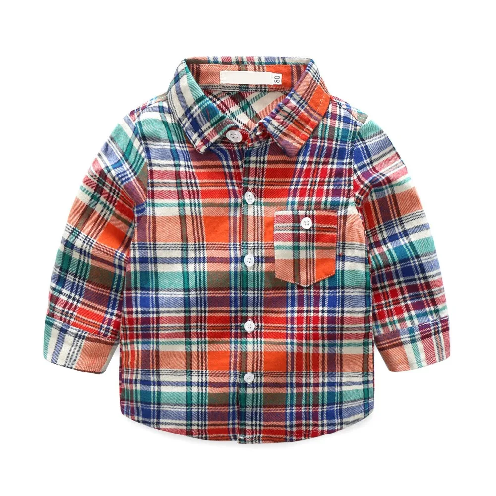 2Piece Sets Spring Autumn Toddler Boys Boutique Clothing Korean Fashion Plaid Long Sleeve Baby Tops+Jeans Newborn Clothes BC1387