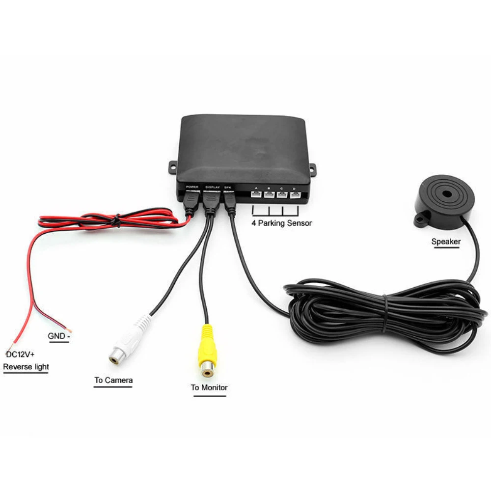 16mm Car Video Parking Reverse Backup Assistant Radar Alarm System+4pcs Flat Sensors Video Parking System