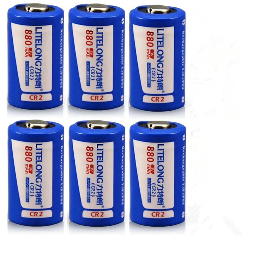 

6pcs/lot High power 880mah 3V Cr2 rechargeable battery LiFePO4 lithium battery rangefinder camera battery