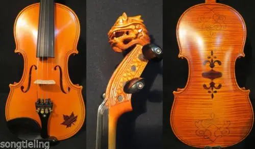 

Strad Style Double purfling SONG Master Inlaid rosewood /dragon carving scroll violin 4/4