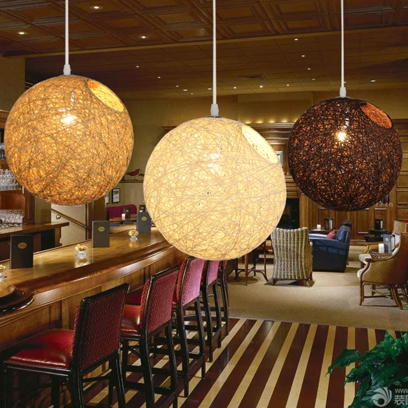 Vintage Wicker Pendant Light E27 Bulb Dinning Room Sitting Room Industrial Loft Nordic Classical Indoor Lighting Pendant Lamp