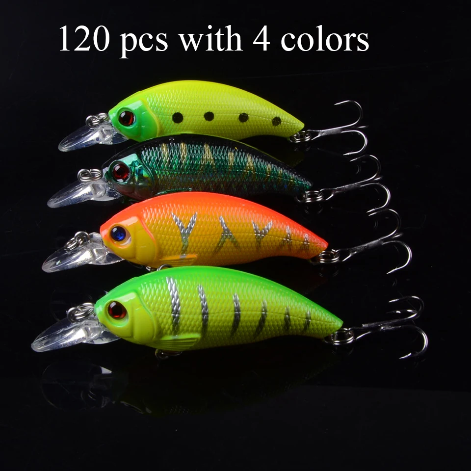 

Wholesale 120pcs 7.5cm/9g Minnow Fishing Lure Wobblers 6# Hooks Floating Hard Bait Fishing Tackle Pesca Carp Crankbait 3D Eyes