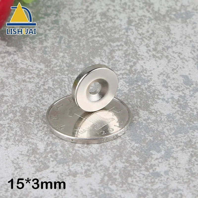 LISHUAI 50pcs 15x3mm hole 4 magnet Super strong neodymium disc magnet D15*3 hole4 NdFeB Magnet Neodymium magnet