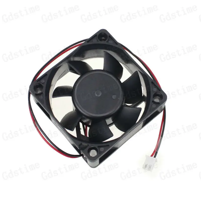 Gdstime 1 Pieces DC 12V 2pin 60mm x 60mm x 25mm 6cm 6025 Black Plastic Brushless Cooling Fan