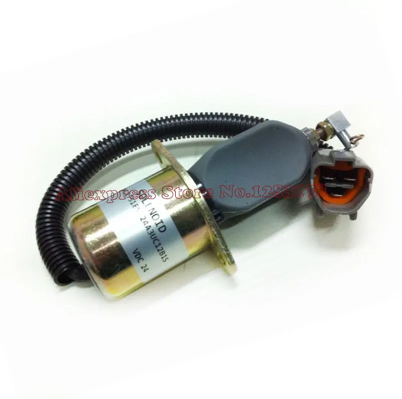 Fuel Shutdown solenoid 1751ES-24A3UC12B1S 24 Vdc for  Hyundai Excavator R60-5 for Yanmar - Fast free shipping