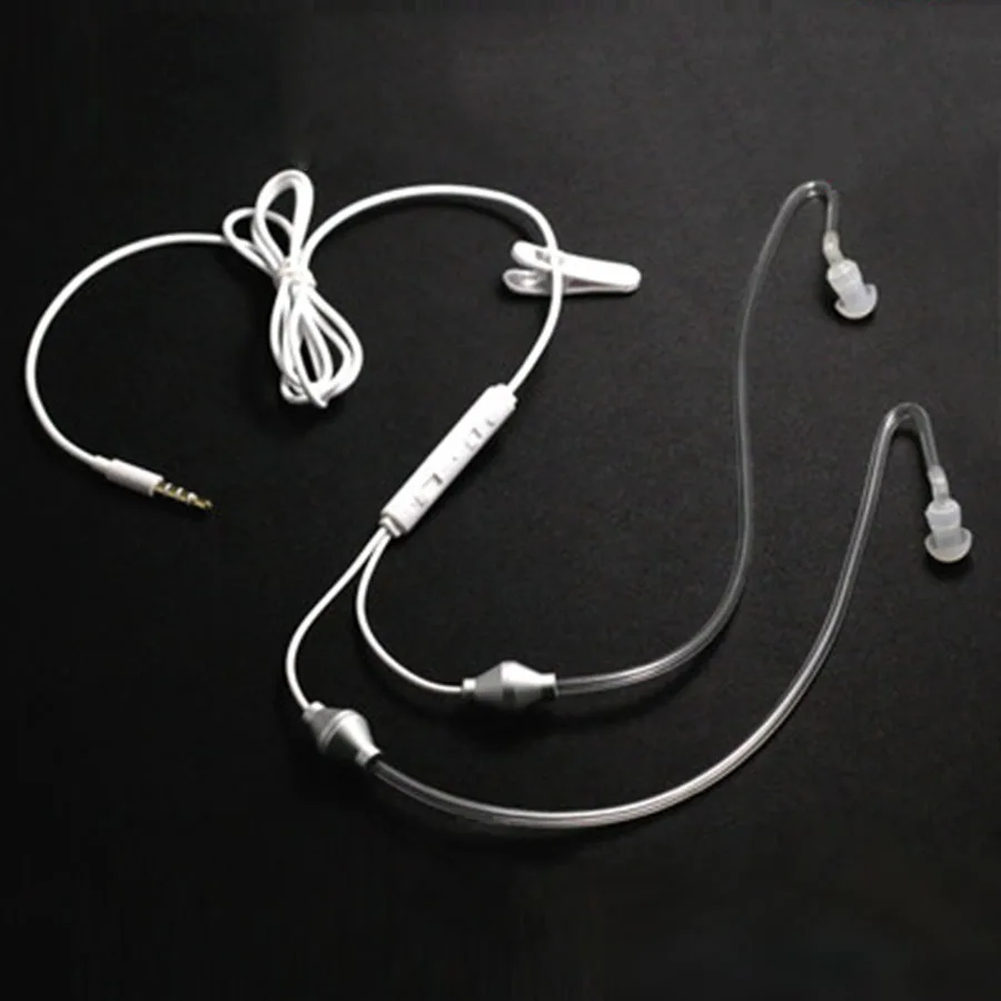 FBI Style In-Ear Earphone with Mic Radiation Protection Earphone Monitor Earpiece Air Duct Earbuds Earphone