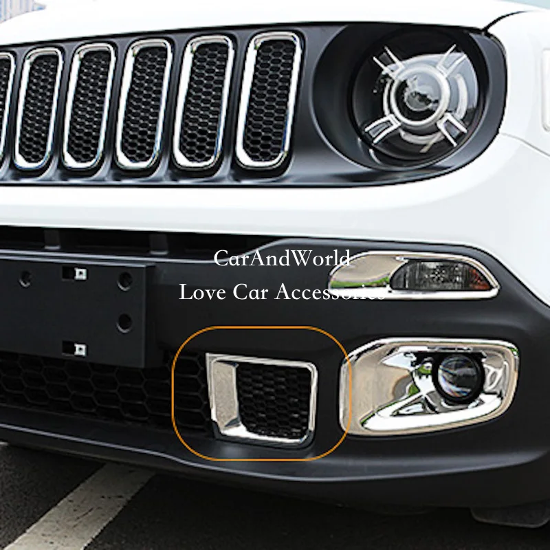 Front Center Net Outlet Vent Cover Head Grilles Trims Chrome Stickers For Jeep Renegade 2016 2017 2018 Car Moulding Accessories