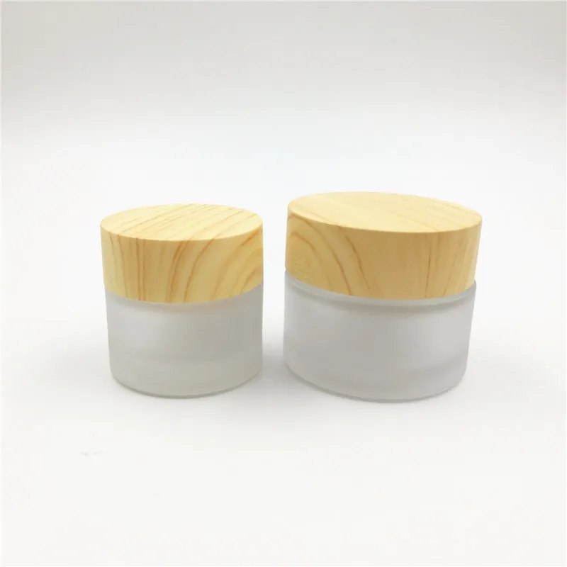 24pcs 5ml 10ml 15ml Frosted Cosmetic Eye Cream Jar Container with Bamboo Lids