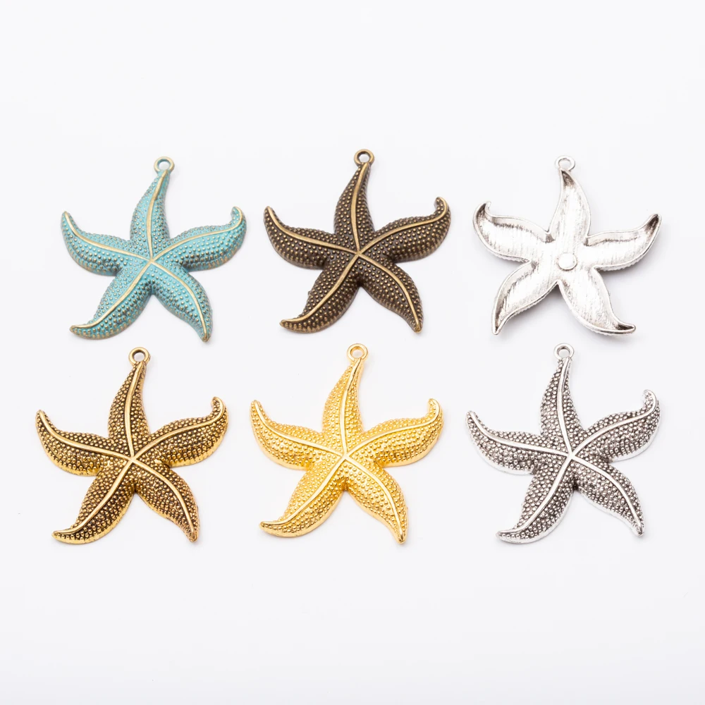 

6pcs starfish Vintage zinc alloy metal pendant charms for diy jewelry making 5552