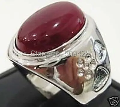 

XFS20141er Men's Jewelry new inlay red jade ring Ringe size 8-11#