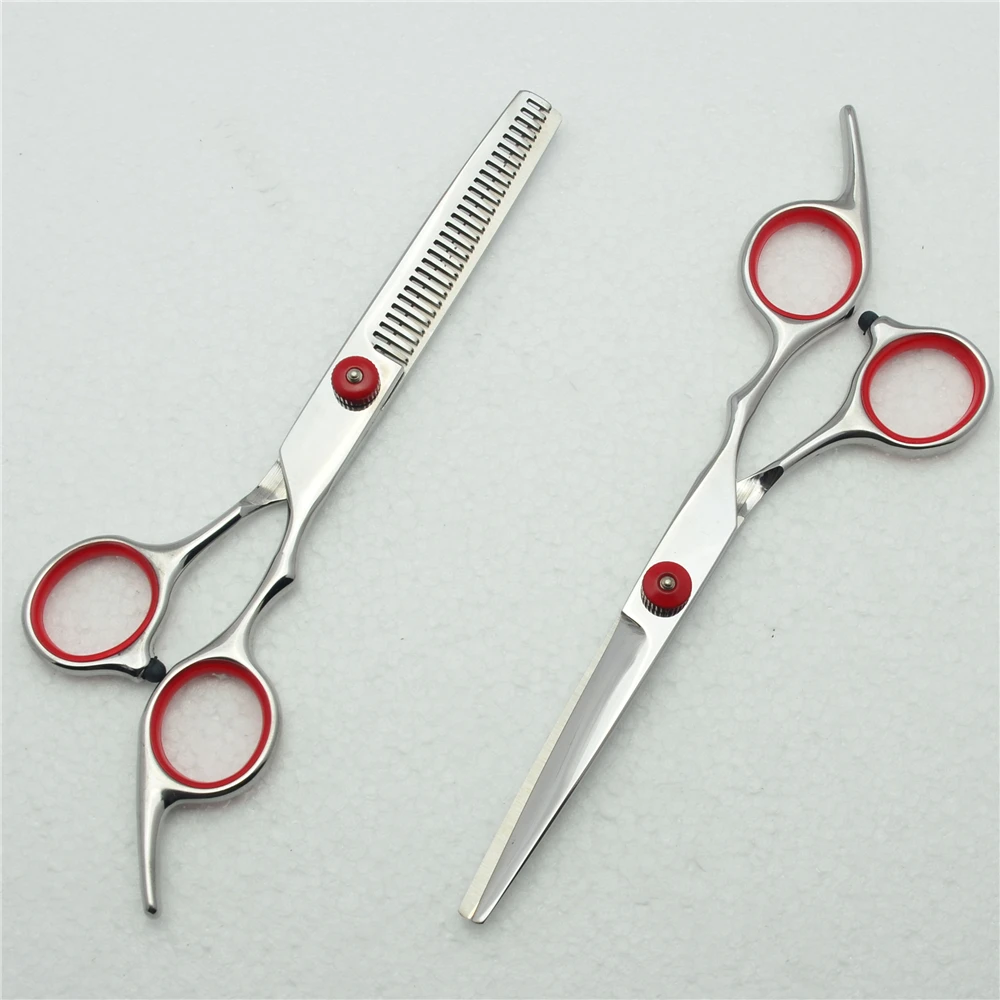 

1001C 6'' 17.5cm 1Pcs Or 2Pcs Red Screw Cutting Scissors Thinning Shears TOP GRADE Hairdressing Scissors Barbers's Hair Scissors