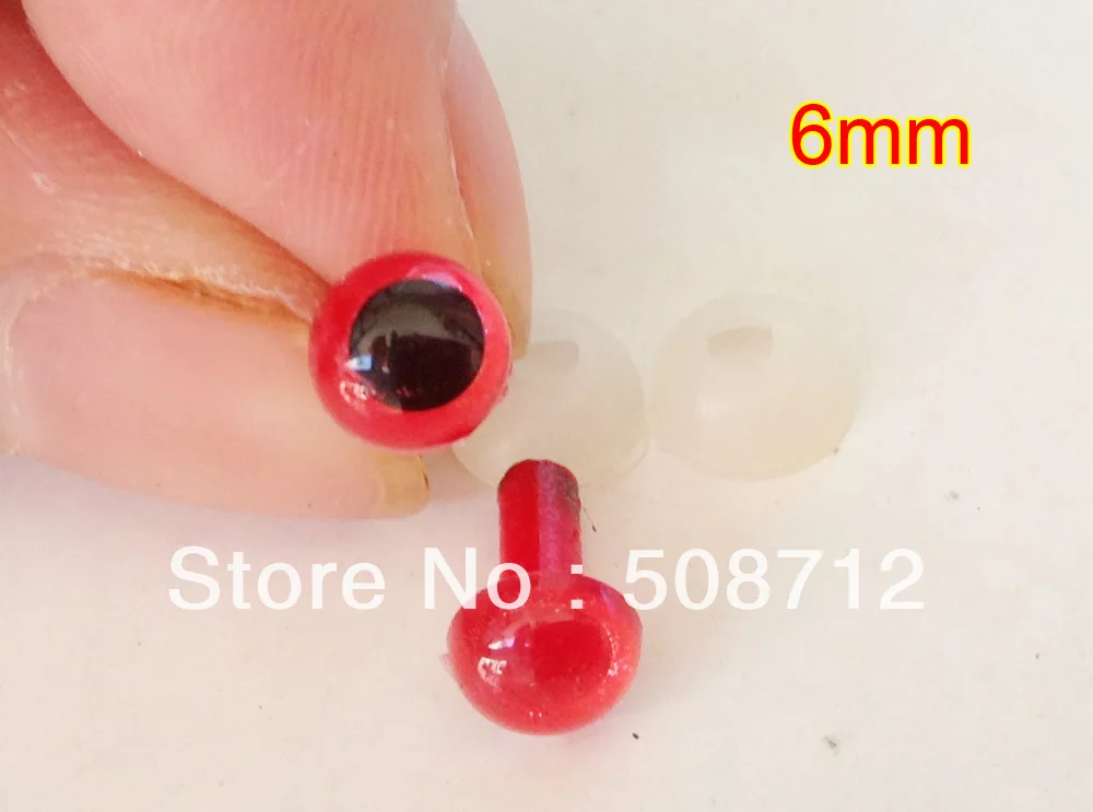 

Free shipping!!!!DIY felt toy ------200pcs 6mm Red Plastic Safety Eyes With Safety back /Red pupil toy eyes