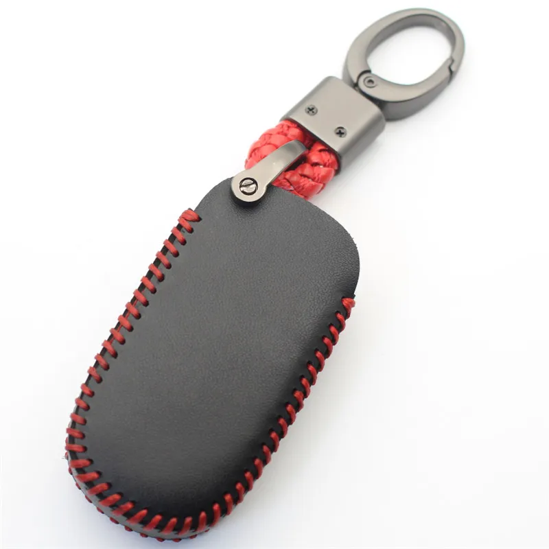 FLYBETTER Genuine Leather Keychain 5Button Key Case Cover For Jeep Grand Cheroke For Fiat For Chrysler 300 Car Styling (B) L361