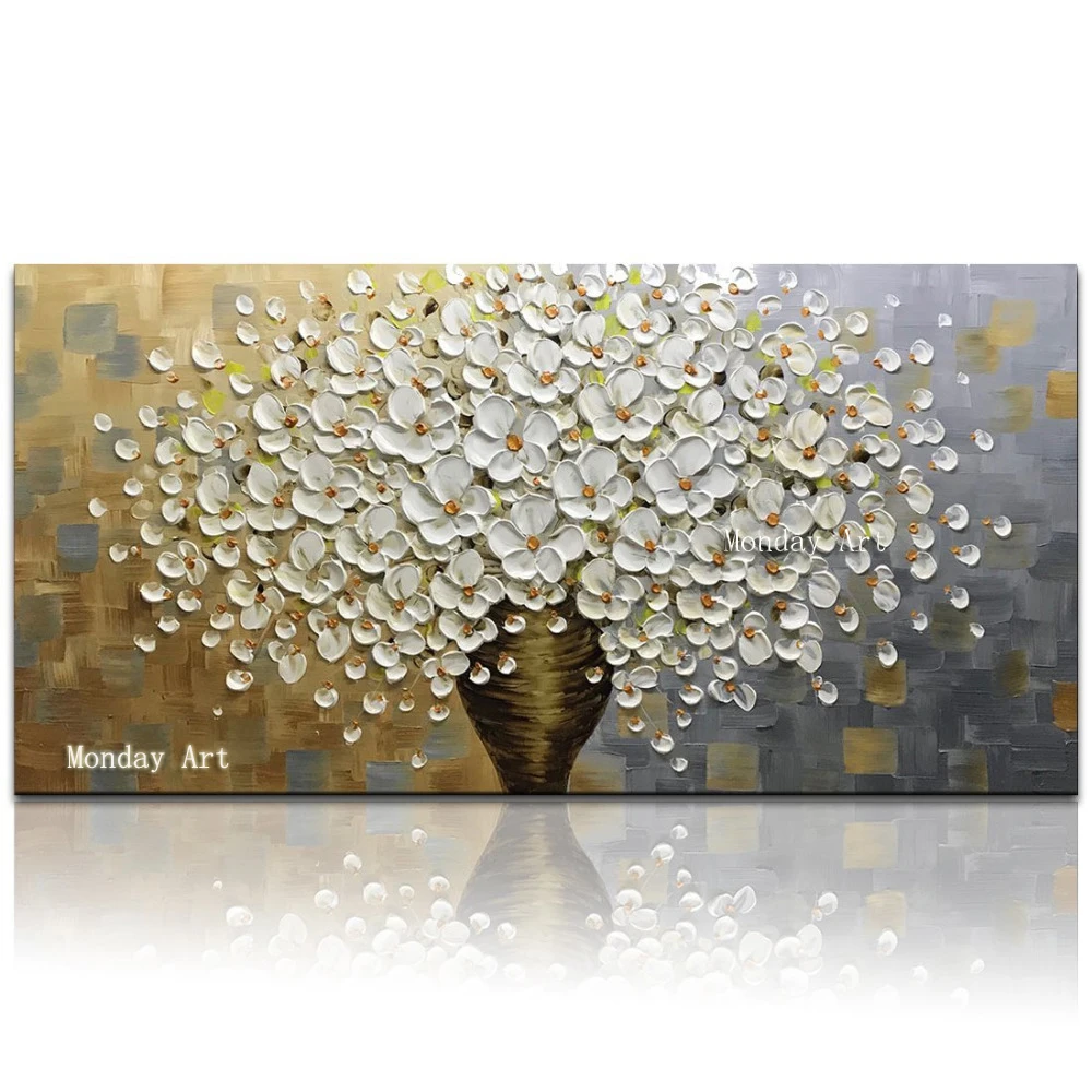 

Modern Handpainted Large Gold Money Tree Flower Oil Painting On Canvas Abstract Home Wall Decor Art Picture For Living Room Gift