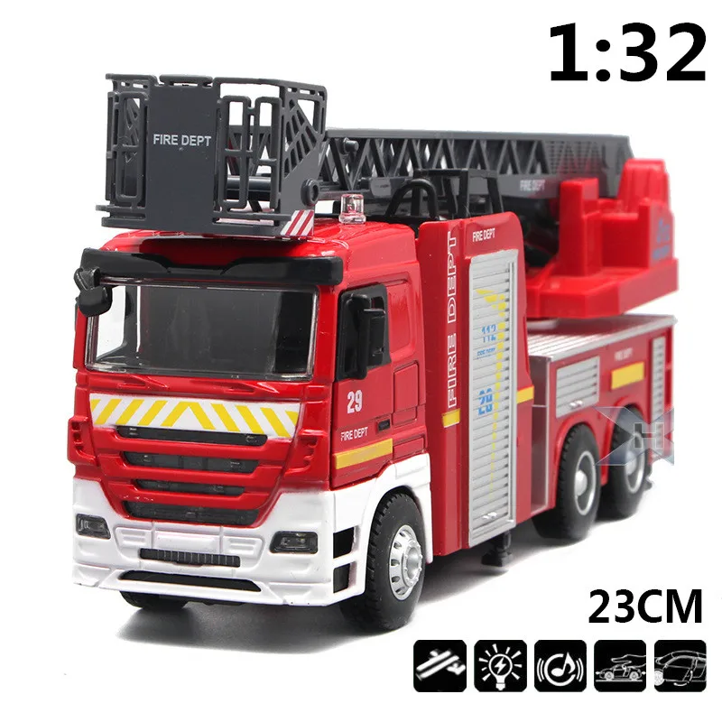 Hot sales Big toy car,Large engineering car,1:32 scale alloy Fire engines,Ladder fire truck Sound and light car,wholesale