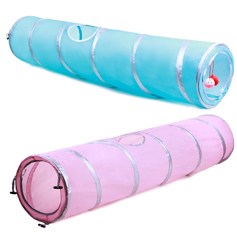 Pet Cats Toys High Quality Collapsible Tunnel 120cm 2 Holes Cat Play Interaction Tunnel Exercise Place For Small Pets