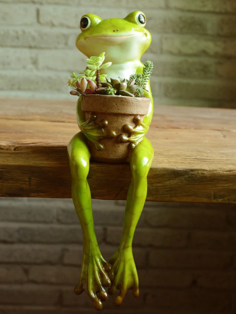 

Modern Resin Frog Flower Pot Ornaments Crafts Outdoor Garden Plant Pot Figurine Decoration Yard Villa Furnishing Accessories Art