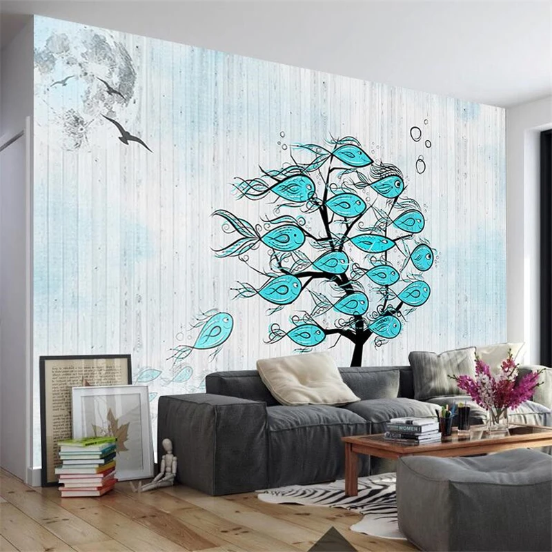 

beibehang Custom Wallpaper 3d Nordic Style Creative Abstract Ocean Wooden Background Wall Decorative Wallpaper Papel de parede