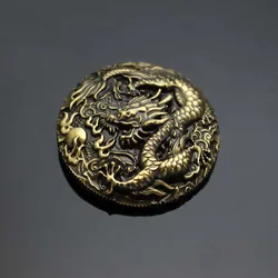33mm Solid brass Antiqued Bronze Metal decoration Button Antique Decorated Set Dragon For DIY Wallet Bag Decor Leather craft
