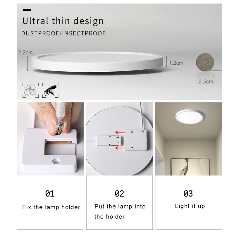 LED 6W 9W 13W 18W 24W โคมไฟเพดานดาวน์ไลท์ AC85-265V โคมไฟเพดานสำหรับในบ้าน