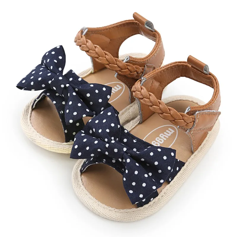 

Summer Baby Shoes Girls First Walkers Canvas Bow-knot Kids Beach Baby Walking Shoes