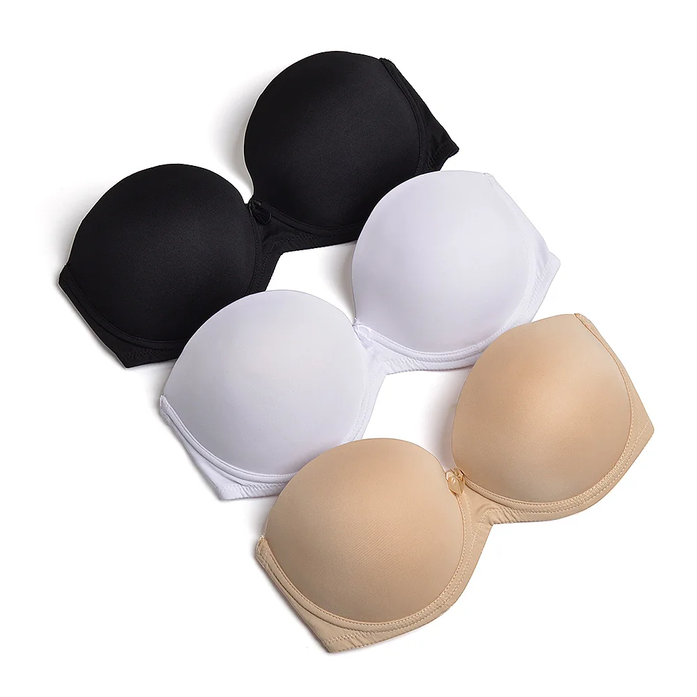 New Sexy Lingerie Push Up Bra Big Size 1/2 Cup Strapless Halter  Women Silicone Padded Wedding A B C D E F 70 75 80 85 90 95