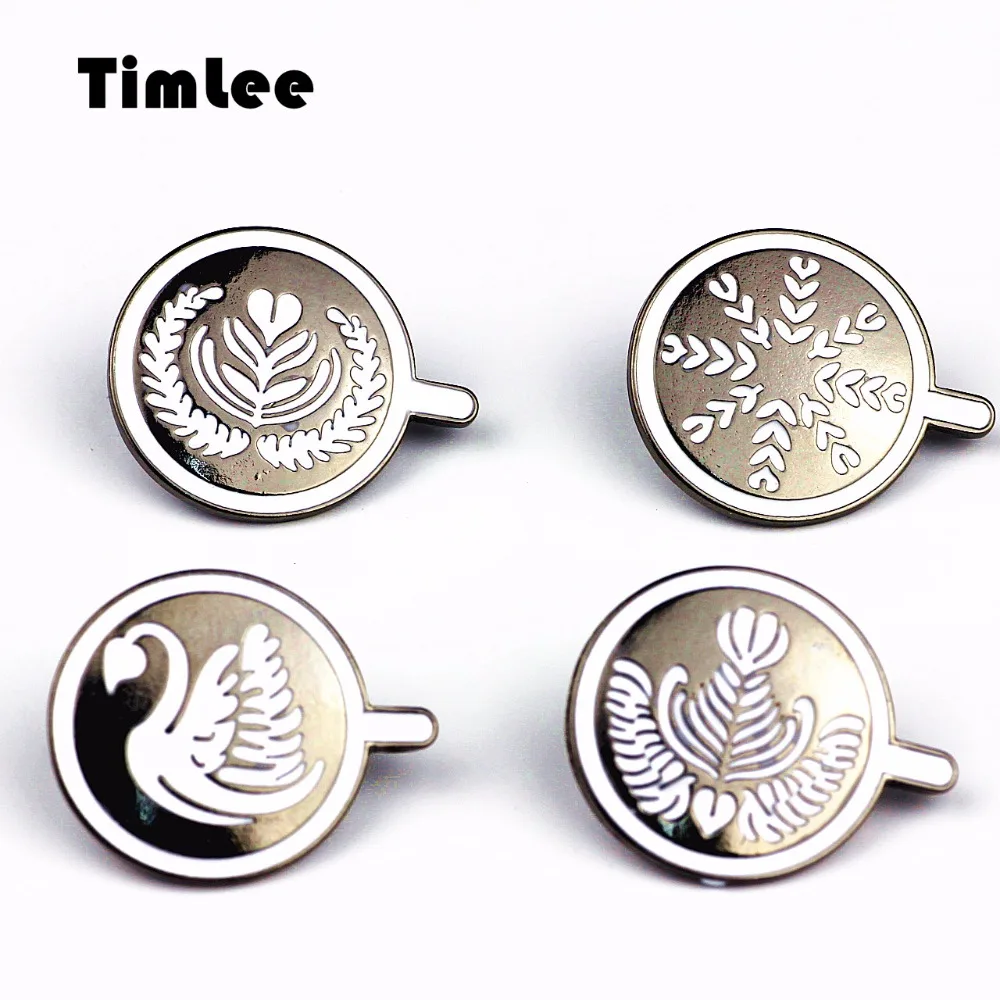 X225 الكرتون سوان دبابيس ، لطيف جولة منقوشة فنجان القهوة من دبابيس زر بروش معدني ، هدية المجوهرات بالجملة #4