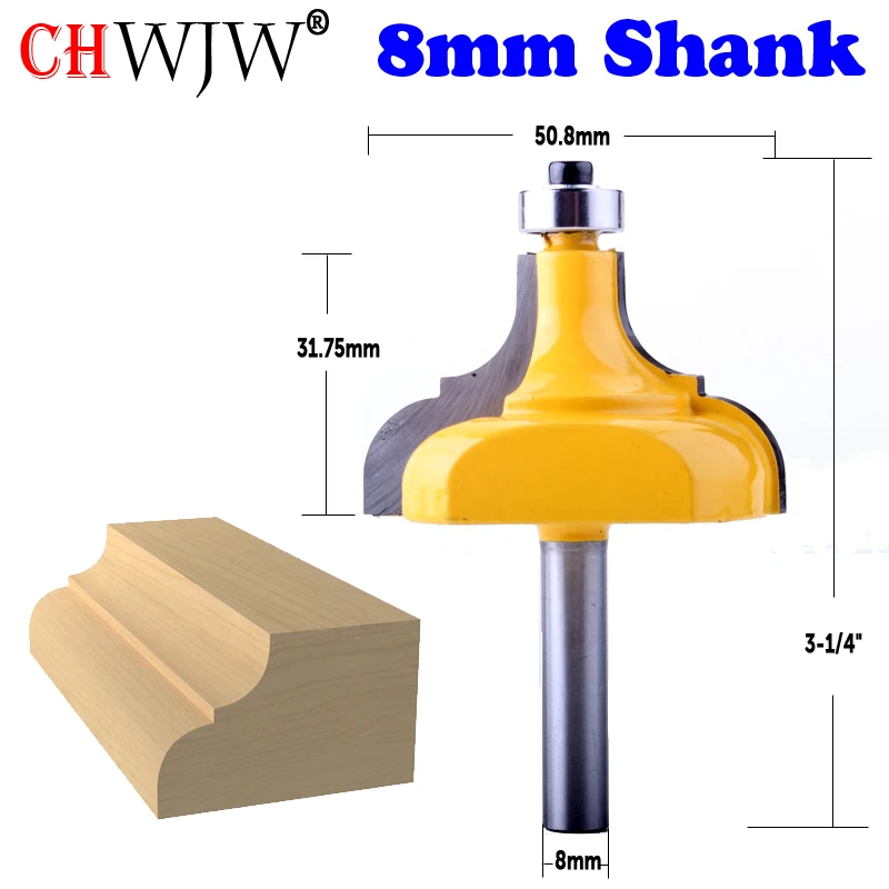 CHWJW 1PC 8mm Shank Picture Frame / Molding Router Bit - Large Trimming Wood Milling Cutter for Woodwork Cutter Power Tools