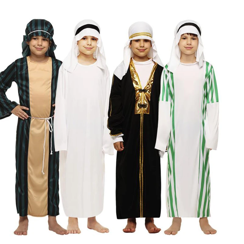 Kids Arab Arabian Costume Middle East Costume Robe Boy Child Prince Clothes Halloween Carnival Cosplay Children Muslim Costumes