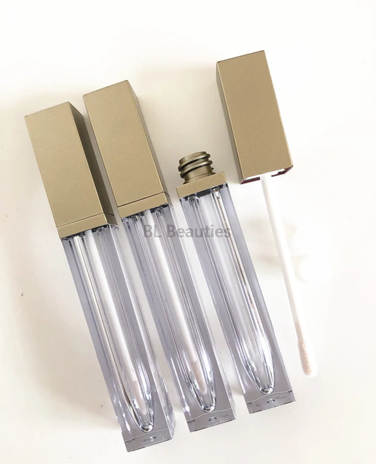 500pcs/lot Empty Square Lip Gloss Bottle With Bronze Golden Cap,6ml Lipgloss Tube DIY Lipgloss Packing Container,Lip Gloss Tubes