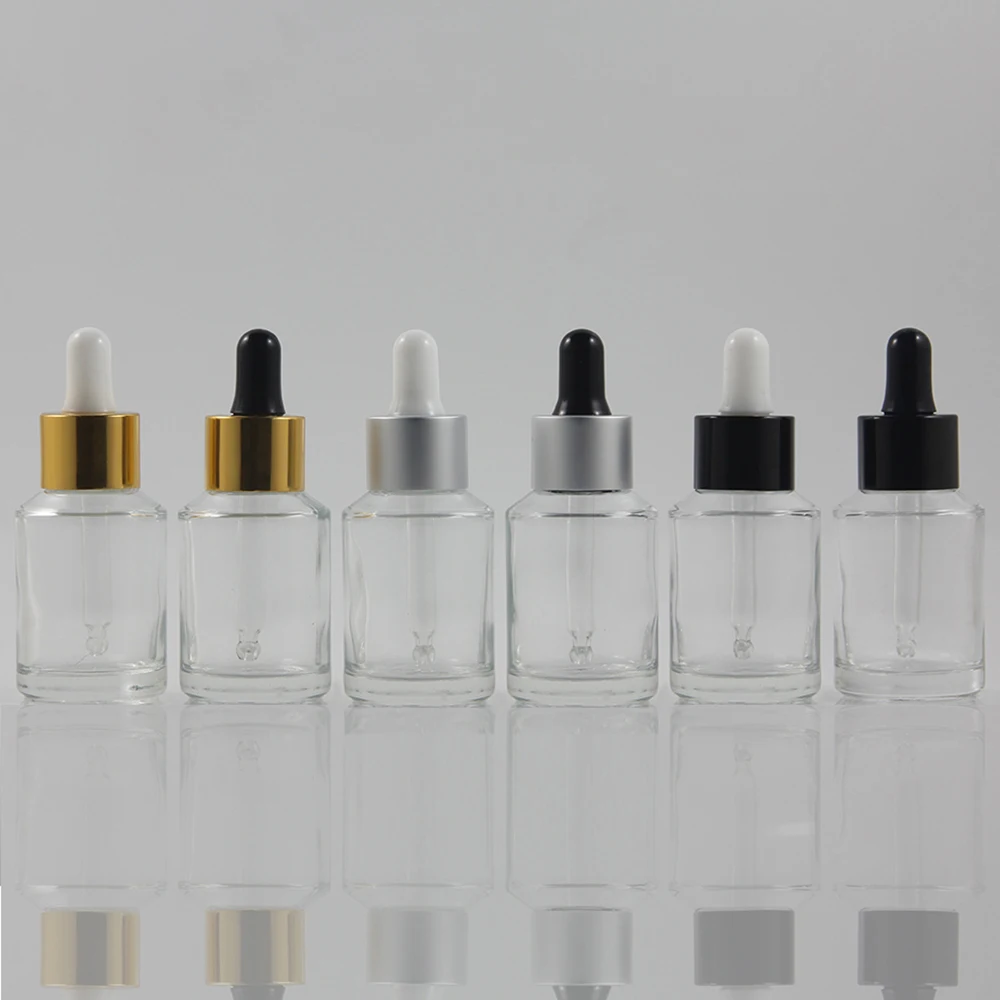 

25pcs 30ml transparent Glass Essential Oil Bottle With aluminum dropper cap, 30ml glass empty Essential Oil Container