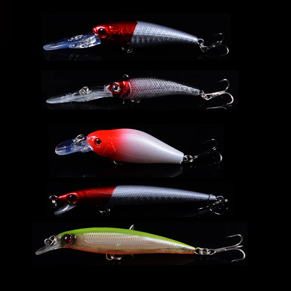 

5pcs/lot Fishing Lures Mixed 5 Different Model Hard Baits Artificial Lifelike Bass Crankbait Fishing Tackle Wholesale 3D Eyes