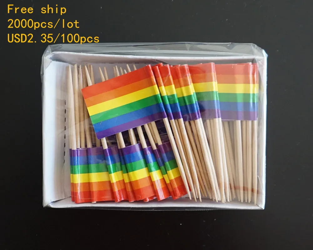 

Rainbow Toothpick flags, decoration flag, Cake topper, total2000pcs, 100pcs/bag, Free ship