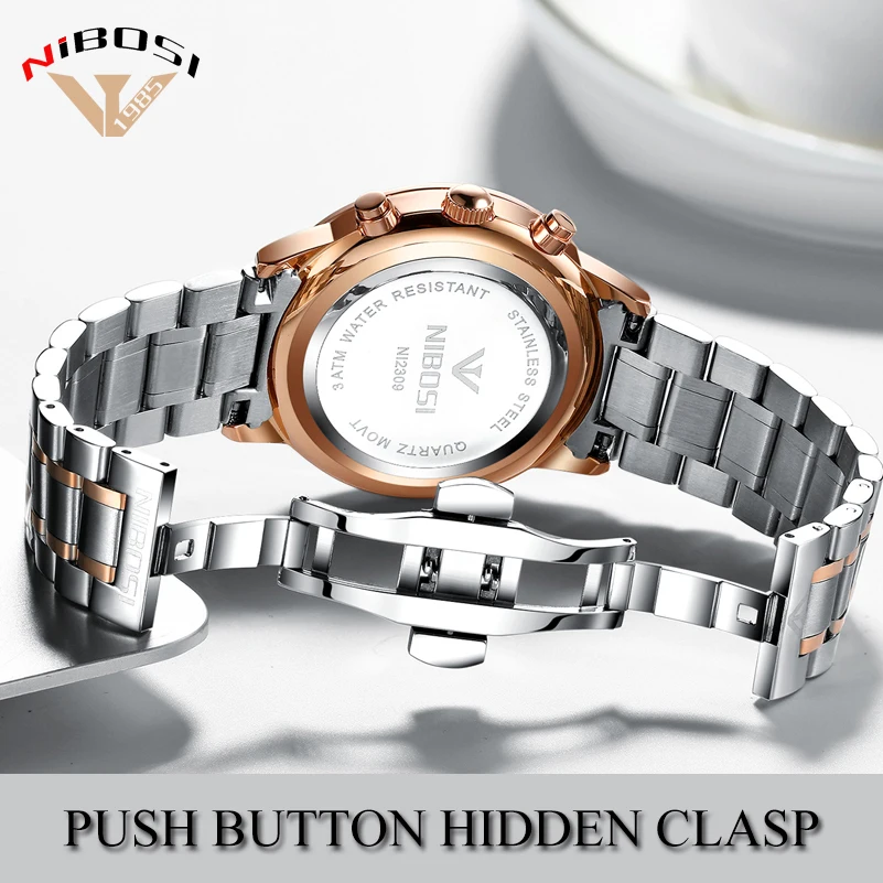 Relogio Masculino NIBOSI Luxury Brand Men's Watches Stainless Steel Sport Clock Man Gold Male Watches Top Brand Business Watch