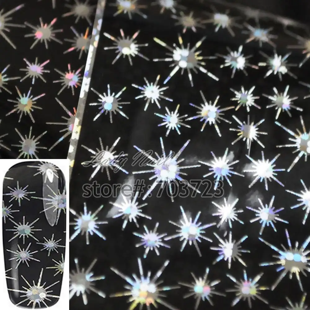 Sparkly Laser Fireworks Style Nail Art Transfer Foil Paper Tip Sticker Nails Craft Decoration New Fashion Design GL99