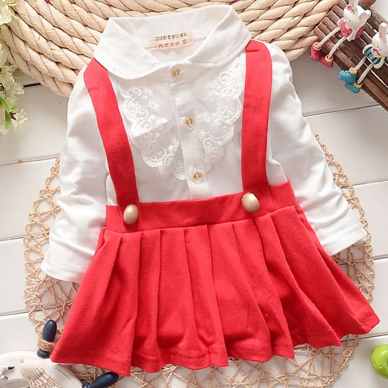 Baby Grils Dress Long Sleeve Braces Cotton Cute Mini Above Knee Princess Casual Girl Dress 2020 New Arrive