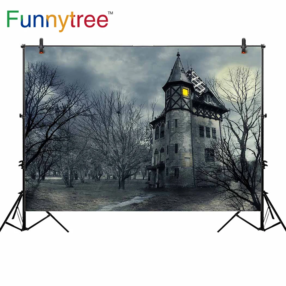 Funnytree thin Vinyl Photography Backdrops barren horror old ancient castle weak light grey printing studio photo backgrounds