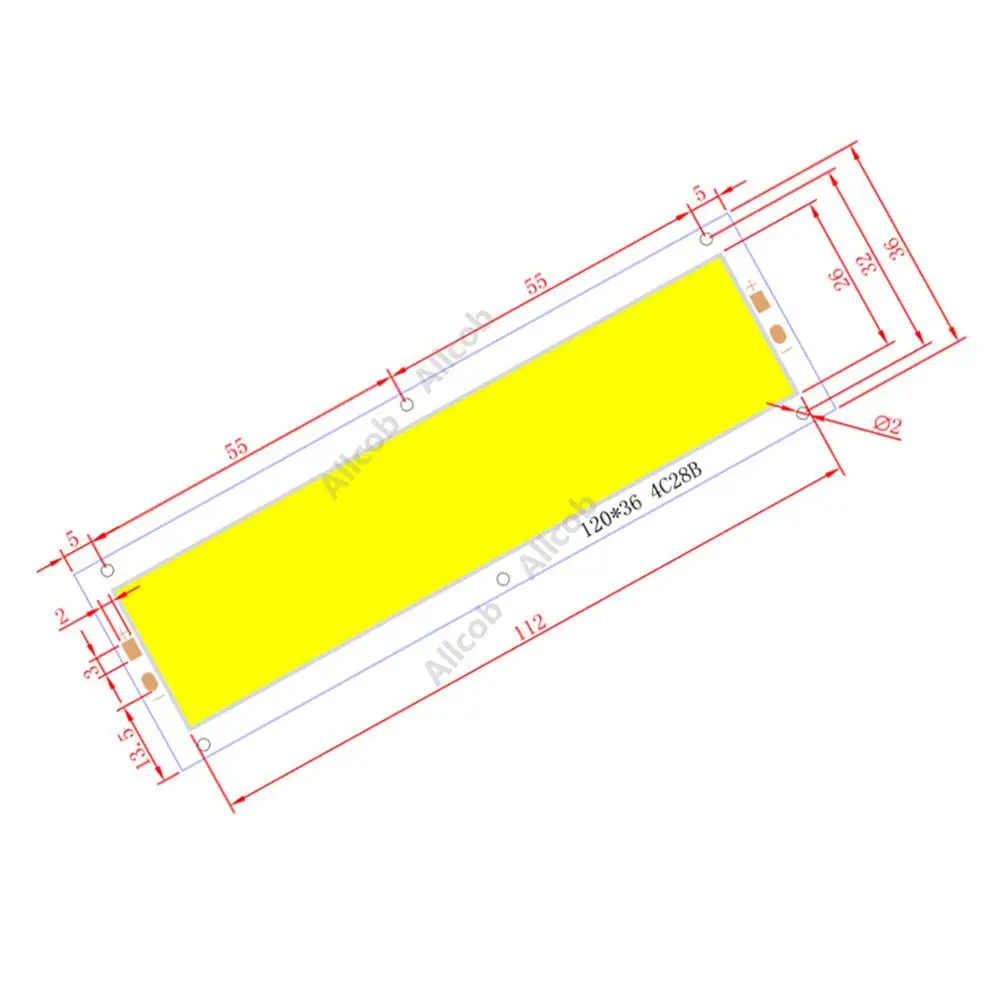 12V 120mm 36mm 12W Natural Warm White Blue RF remote dimmer flip chip COB LED for DIY auto Lamp LED COB Strip light source
