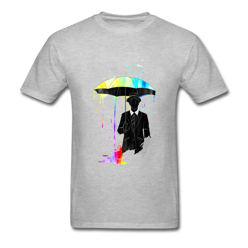 Cartoon Umbrella 2024 Rainbow Splatter Tee Shirts Top Cotton Short Sleeve T-shirt For Men Plus Size Custom Design