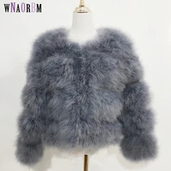 Newowlbie Sexy strauß haar türkei leder pelz mantel plus leder frauen jacke genuine unten kurze jacke einzelhandel/großhandel