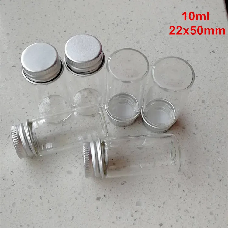 

156 x 10ml Tiny Small Empty Clear Bottles Glass Vials 22x50mm With Screw Aluminum Caps