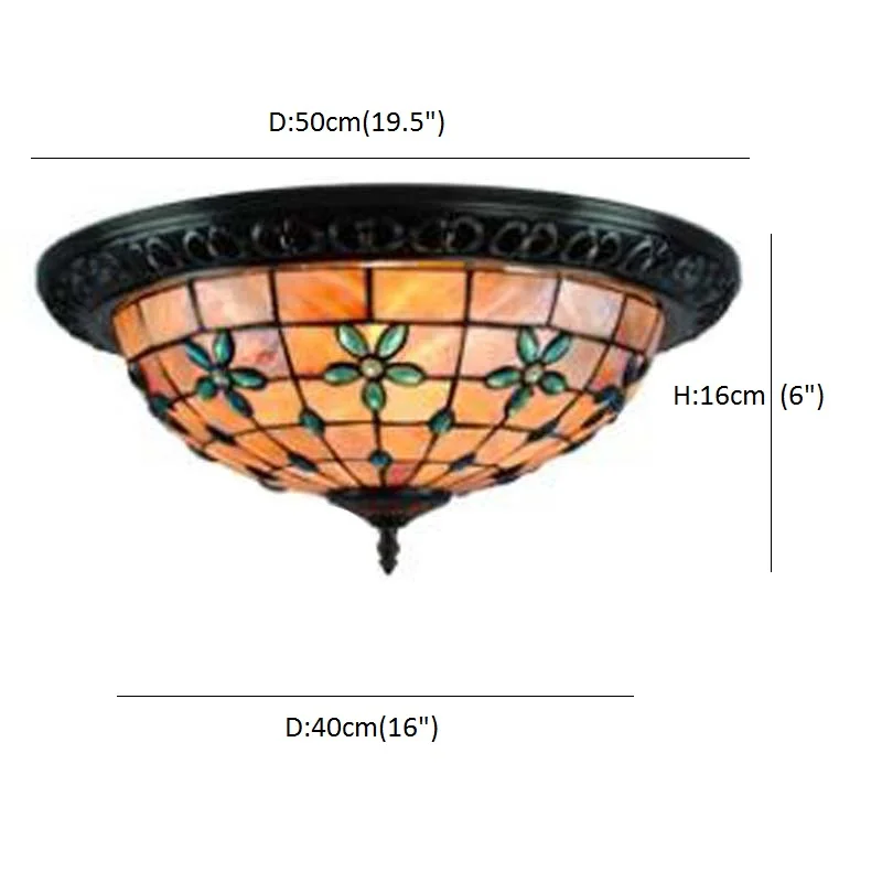FUMAT Tiffany Ceiling Light Blue Flower Natural Shell Ceiling Lamp Tiffany Baroque Ceiling Lighting Fixture For Living Room Lamp image 6