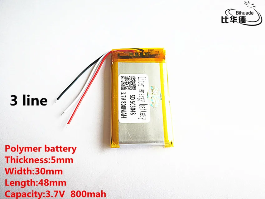 10 قطعة/الوحدة 3 خط جيد كوليتي 3.7V ، 800mAH ، 503048 بوليمر ليثيوم أيون/ليثيوم أيون بطارية ل لعبة ، قوة البنك ، GPS ، mp3 ، mp4