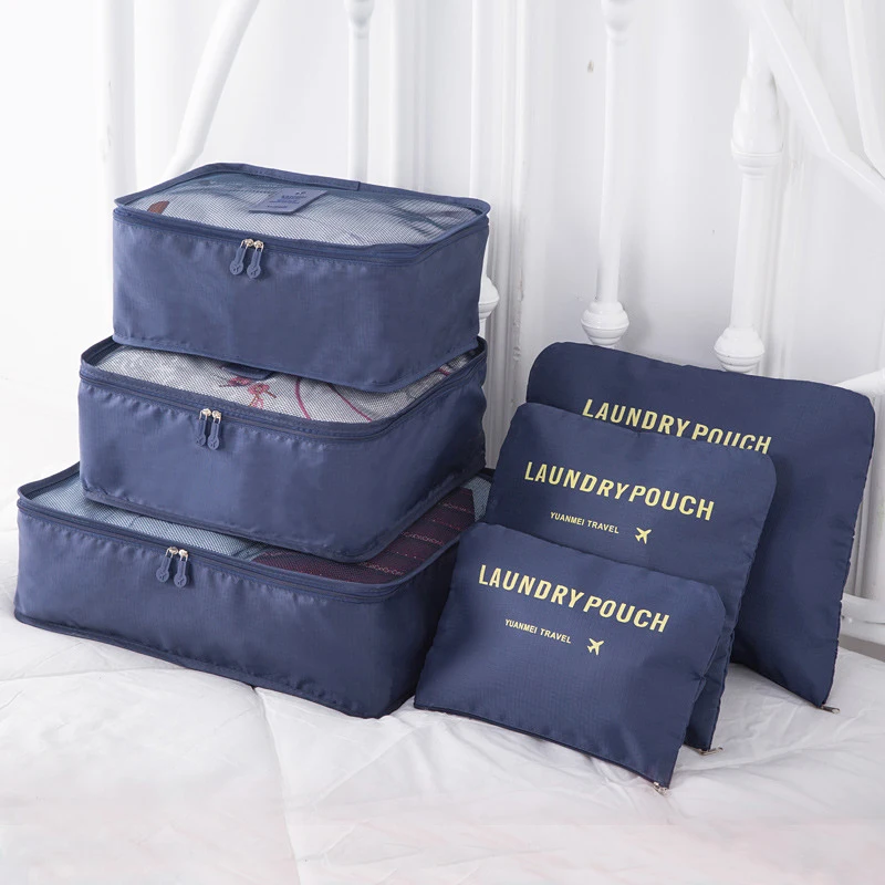 6 Stks/set Reistassen Mannen Vrouwen Oxford Waterdichte Bagage Organizer Verpakking Tas Reizen Noodzakelijk Cube Schoenen Kleding Opslag Pouch