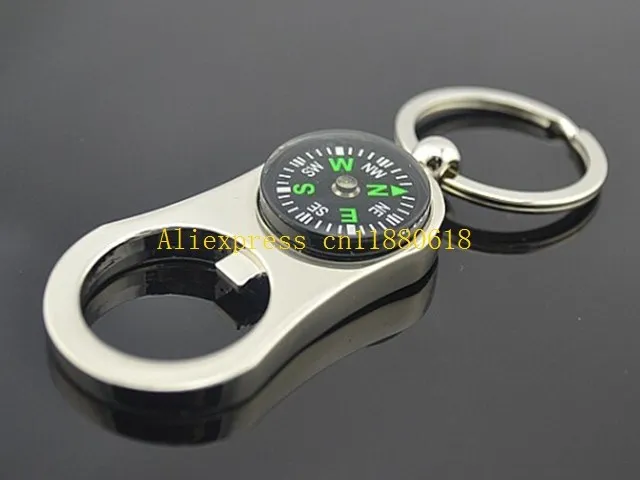 600pcs/lot Free Shipping 3 in 1 Bottle Opener Compass Key Chain Keyring Keyfob Gift